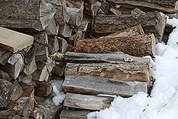 雪国の家に積まれた薪