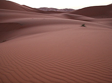 モロッコのサハラ砂漠の朝焼け