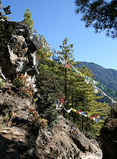 ブータンのタクツァン僧院への山道