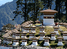 ブータンのドチェラ峠の仏塔群