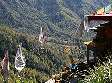 ブータンのタクツァン僧院への山道からの風景