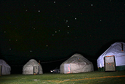 ソン・クル湖畔にある遊牧民のユルタ