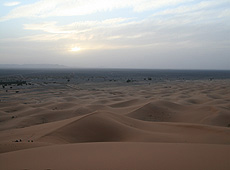 サハラ砂漠の夕暮れ