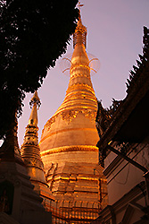 夕暮れのミャンマーのシュエダゴン・パゴダ