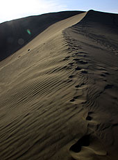 ペルーのイカの砂漠の砂丘