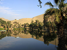 ペルーのイカの砂漠と湖