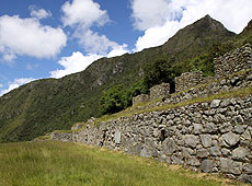 ペルーの世界遺産マチュピチュの山と段々畑