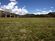 ペルーの遺跡サクサイワマンと草原