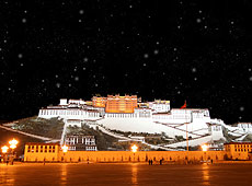 星空のCGとチベットの世界遺産ポタラ宮のフォトコラージュ