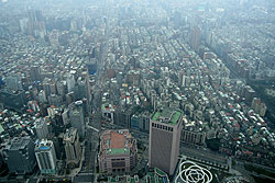 台湾の101の展望台から見た台北の街並み