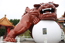 台湾の文武廟の獅子の石像