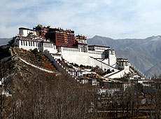 パラルプ寺から見たチベットの世界遺産ポタラ宮